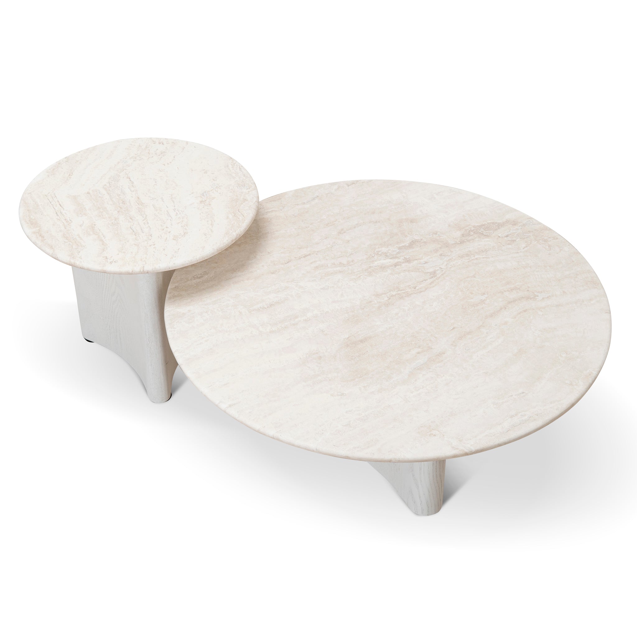 Nested Travertine Venezia Coffee Table - White