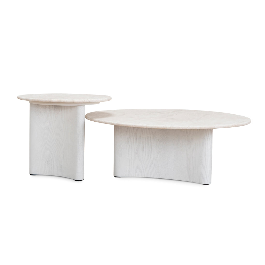 Nested Travertine Venezia Coffee Table - White