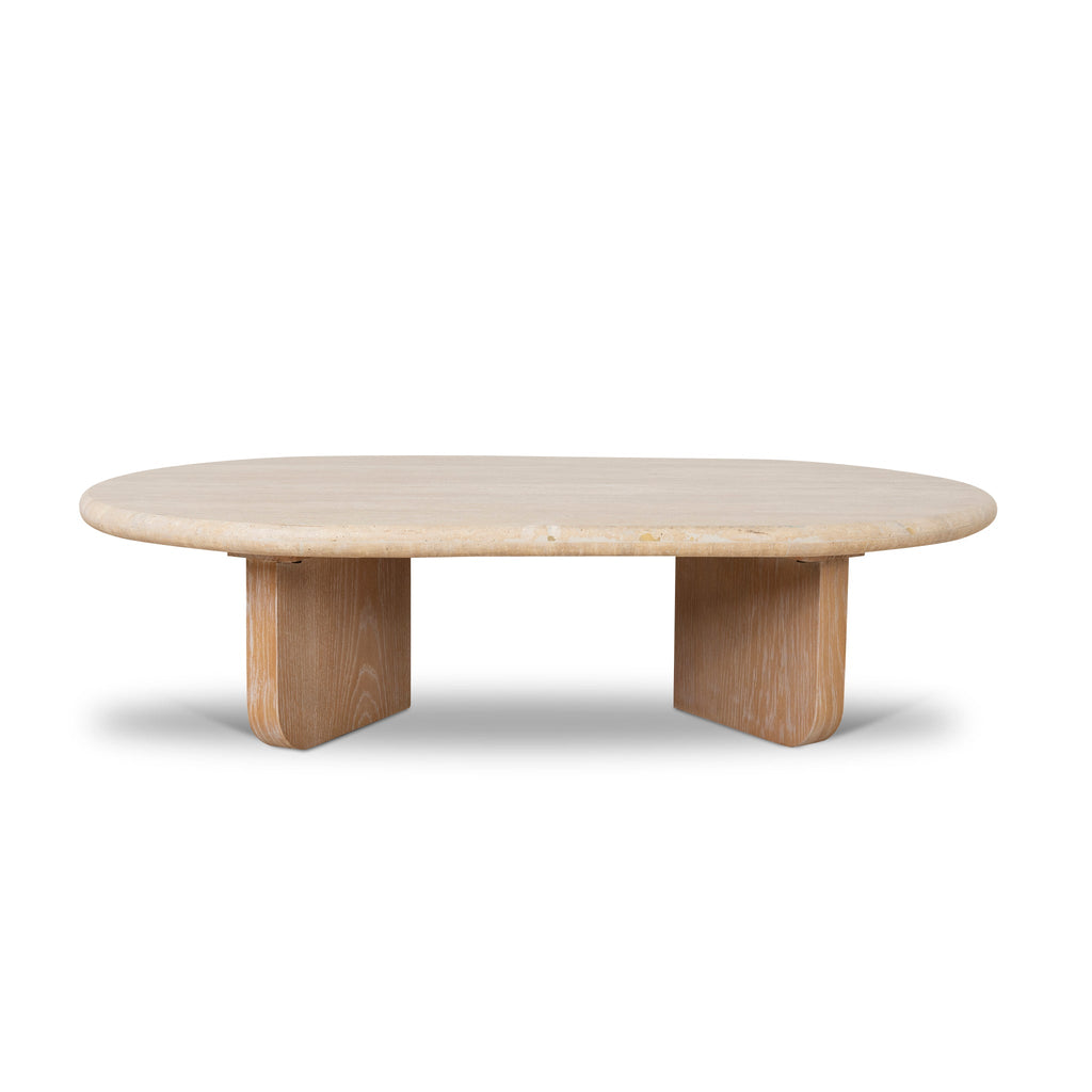 1.2m Oval Travertine Venezia Coffee Table - Natural