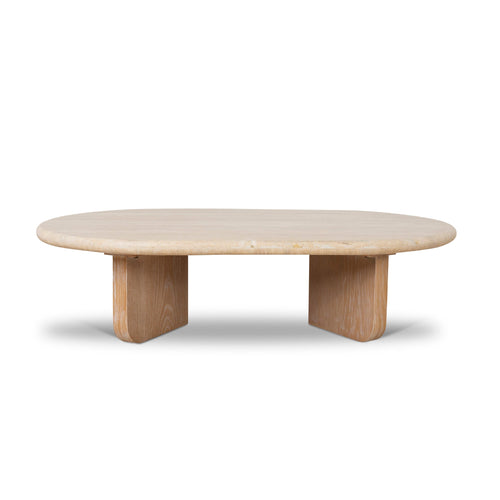 1.2m Oval Travertine Venezia Coffee Table - Natural