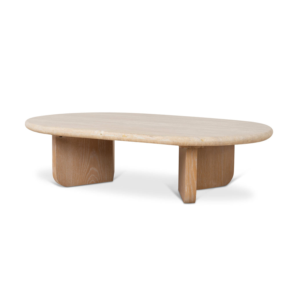 1.2m Oval Travertine Venezia Coffee Table - Natural