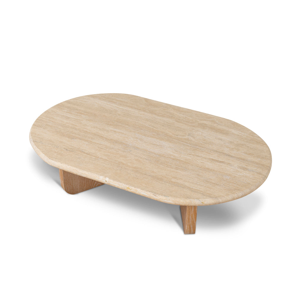 1.2m Oval Travertine Venezia Coffee Table - Natural