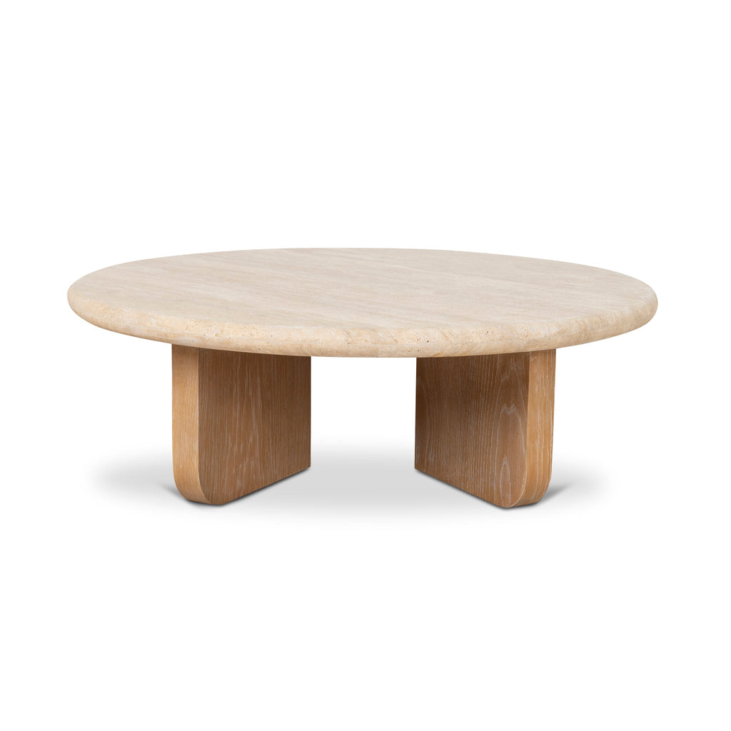 90cm Round Travertine Venezia Coffee Table - Natural