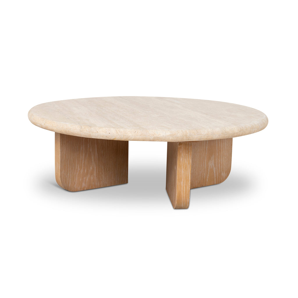 90cm Round Travertine Venezia Coffee Table - Natural