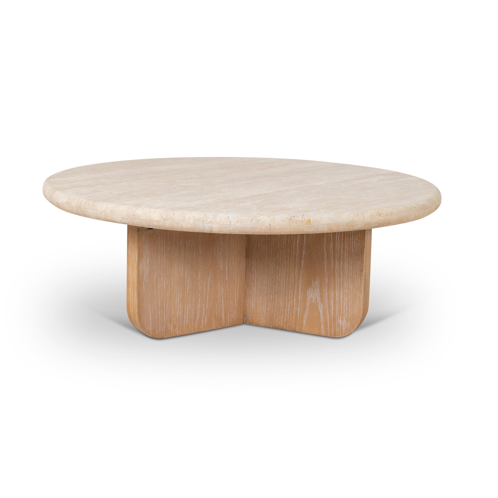 90cm Round Travertine Venezia Coffee Table - Natural