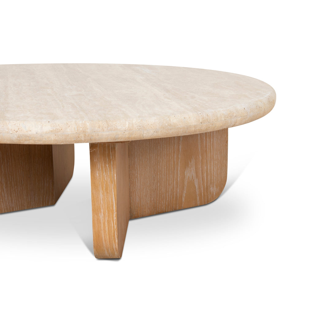 90cm Round Travertine Venezia Coffee Table - Natural