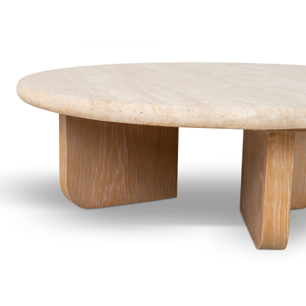 90cm Round Travertine Venezia Coffee Table - Natural