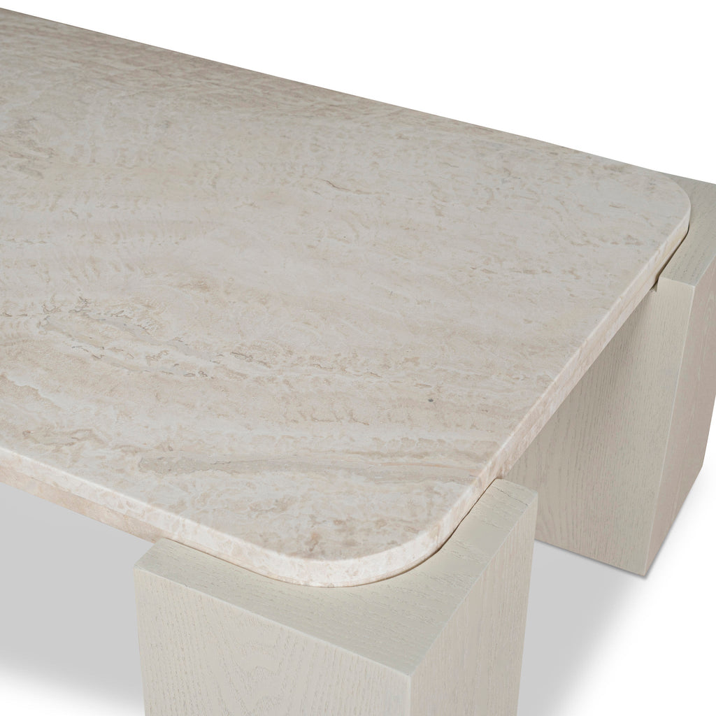 1.26m Travertine Venezia Coffee Table - Ivory Oat