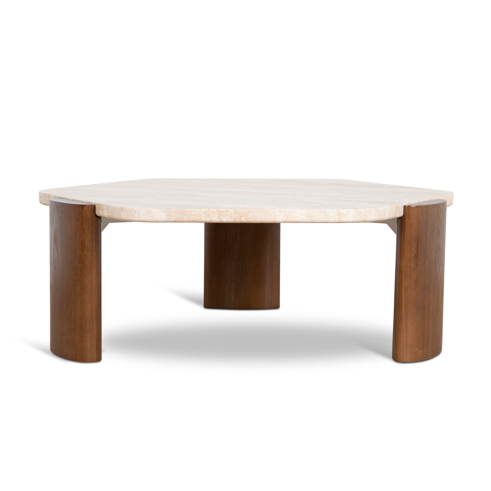 100cm Travertine Venezia Coffee Table - Walnut