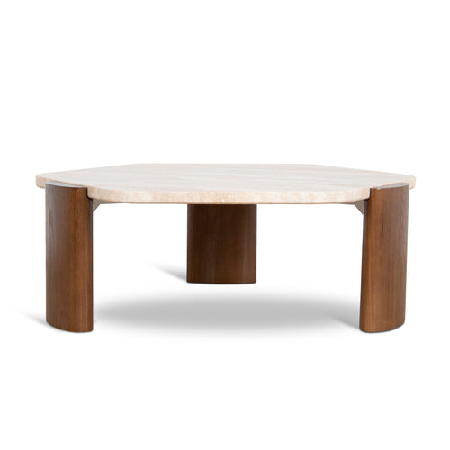 100cm Travertine Venezia Coffee Table - Walnut