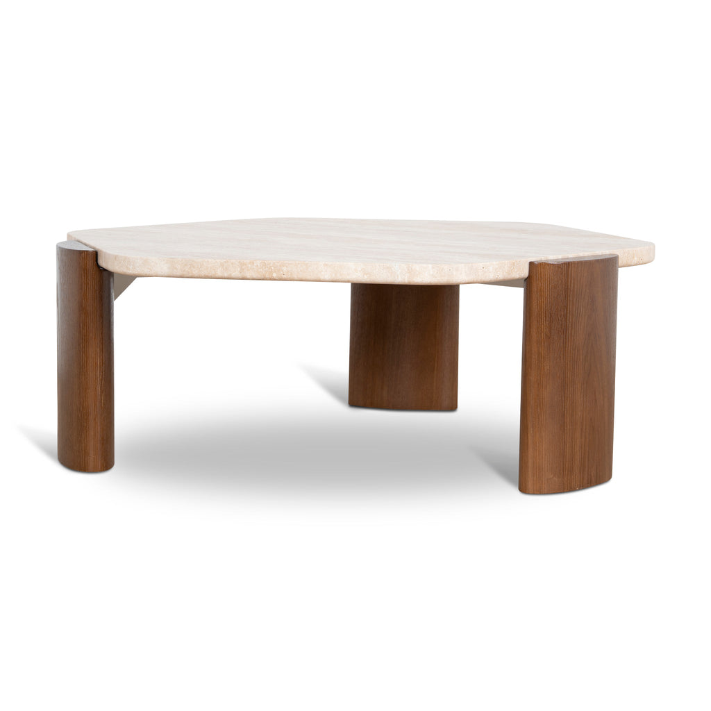 100cm Travertine Venezia Coffee Table - Walnut