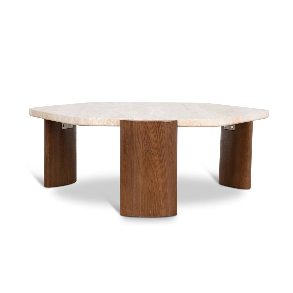 100cm Travertine Venezia Coffee Table - Walnut