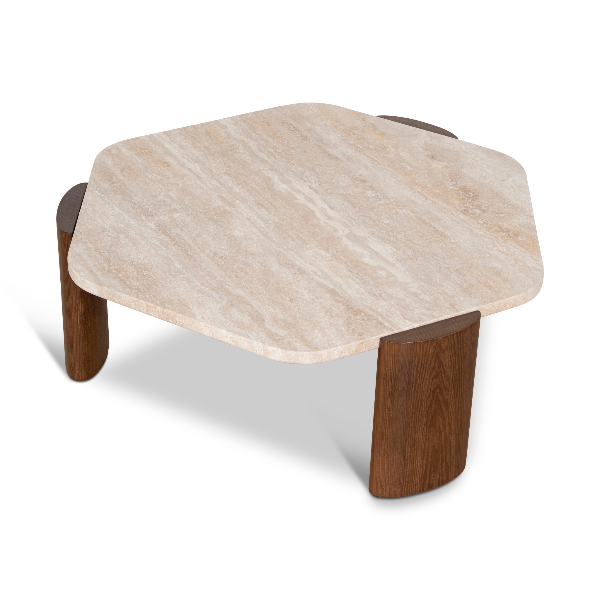 100cm Travertine Venezia Coffee Table - Walnut