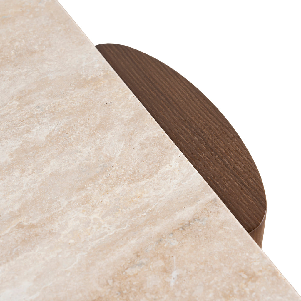 100cm Travertine Venezia Coffee Table - Walnut