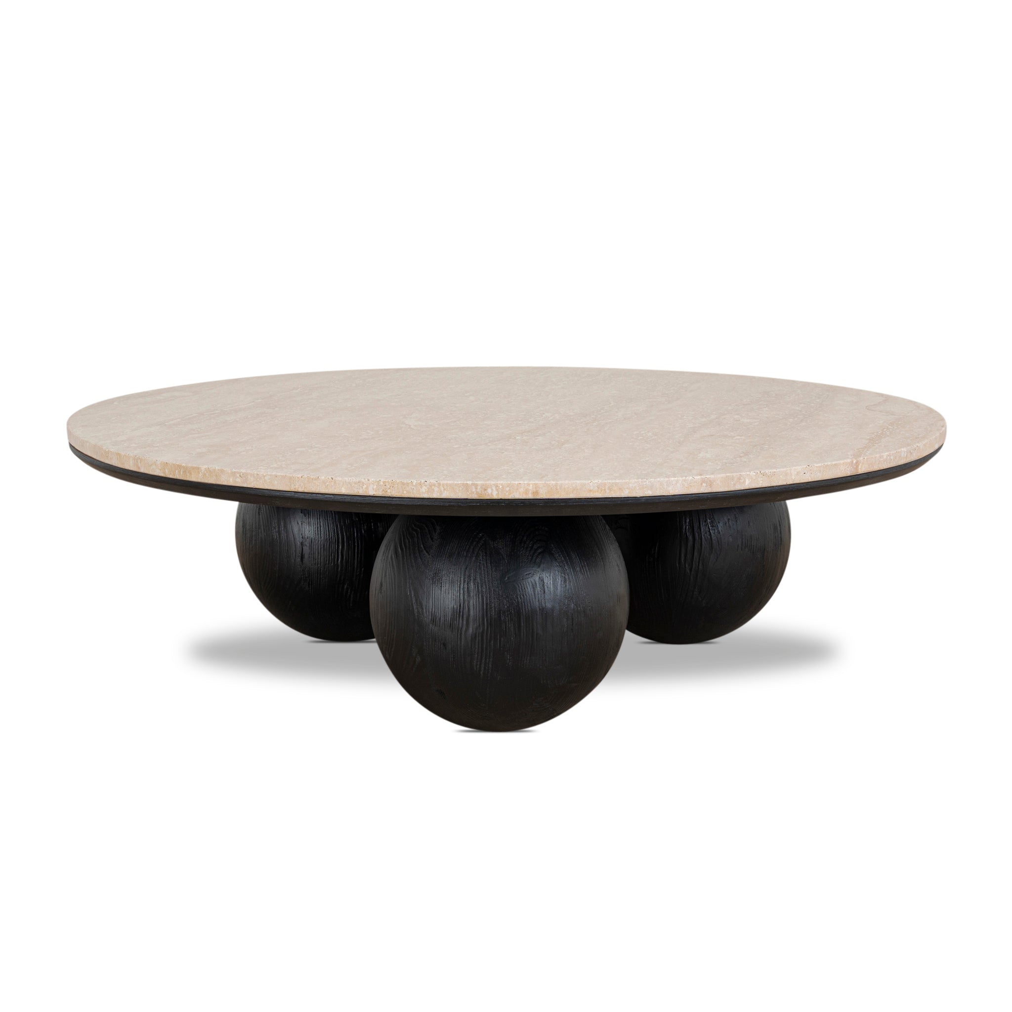 100cm Round Travertine Venezia Coffee Table - Black