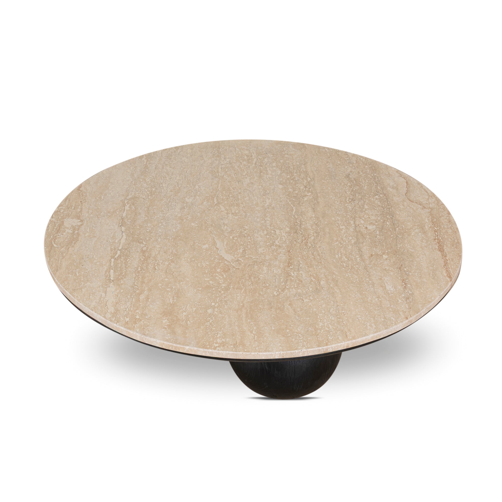 100cm Round Travertine Venezia Coffee Table - Black