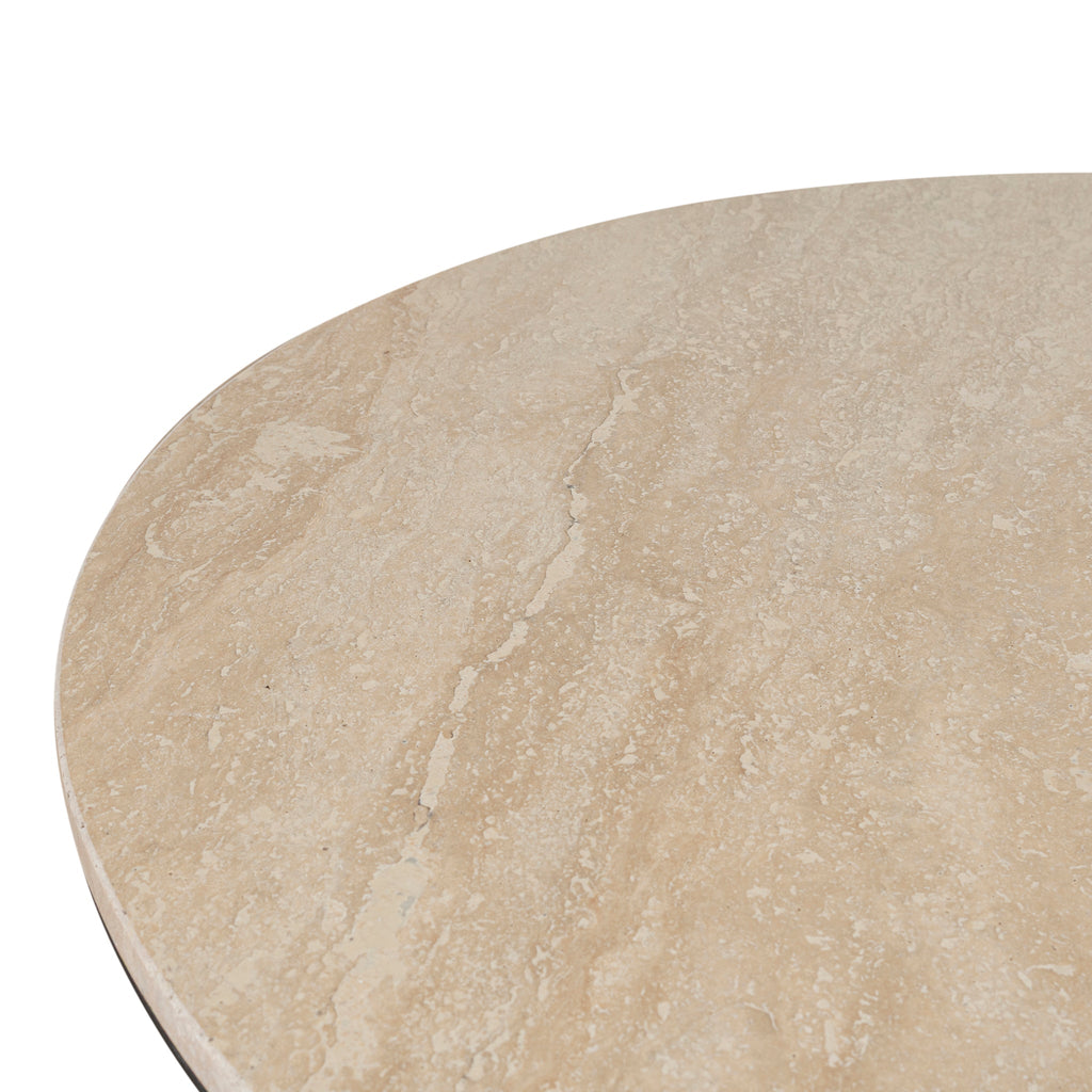 100cm Round Travertine Venezia Coffee Table - Black