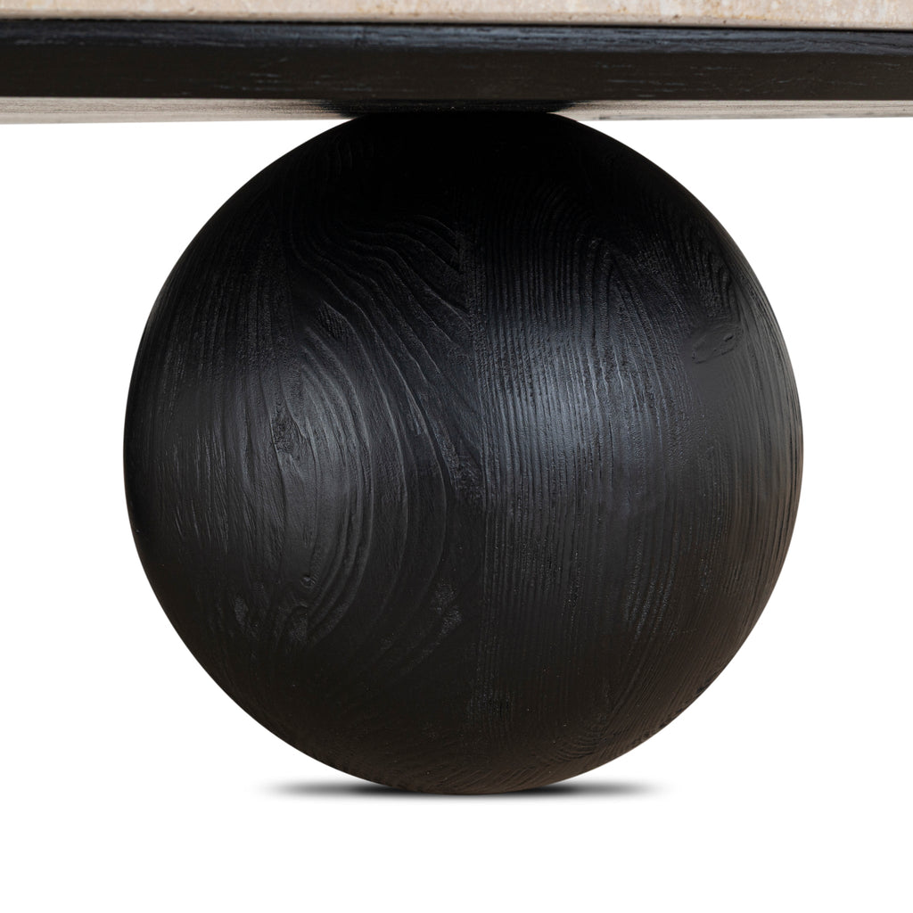 100cm Round Travertine Venezia Coffee Table - Black