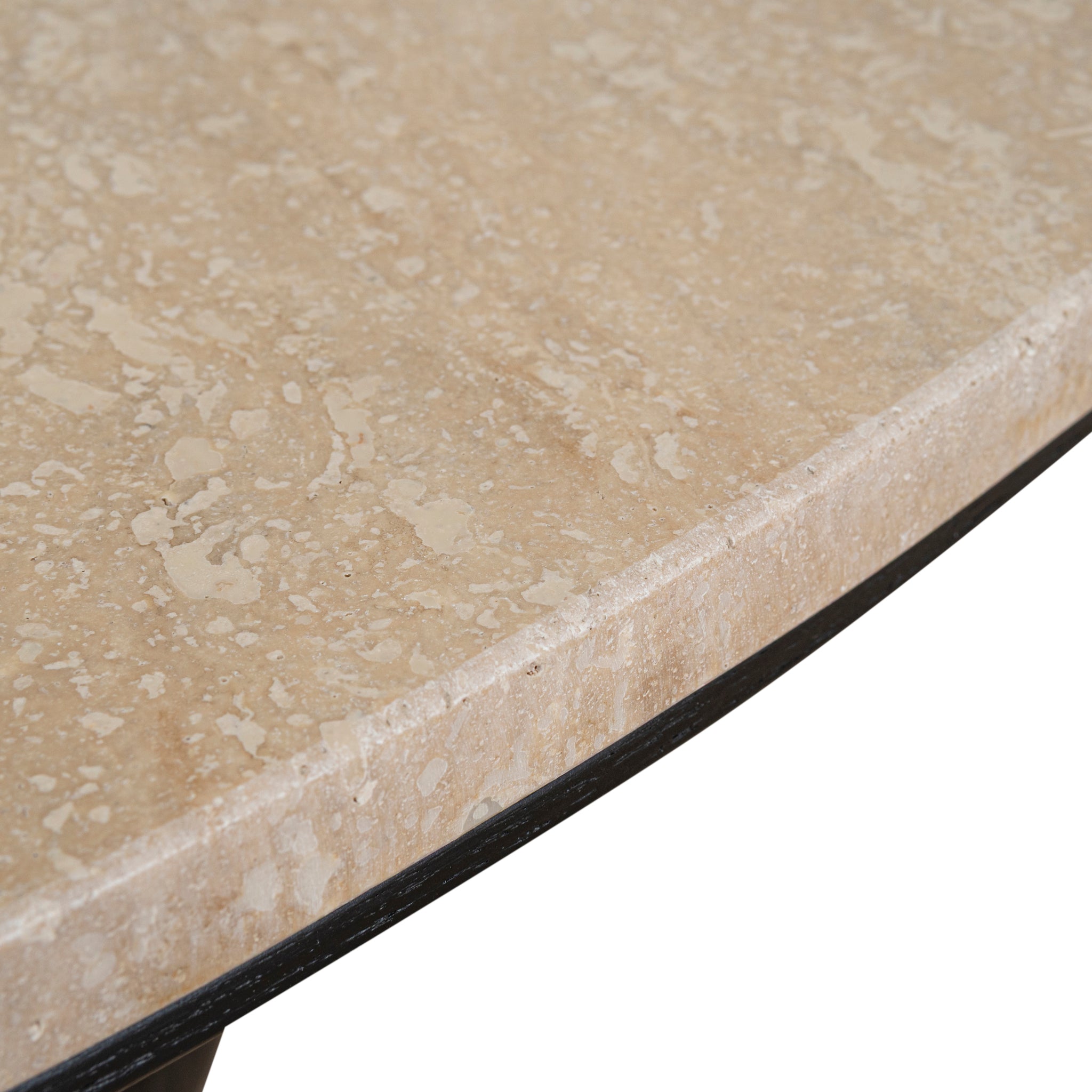 100cm Round Travertine Venezia Coffee Table - Black