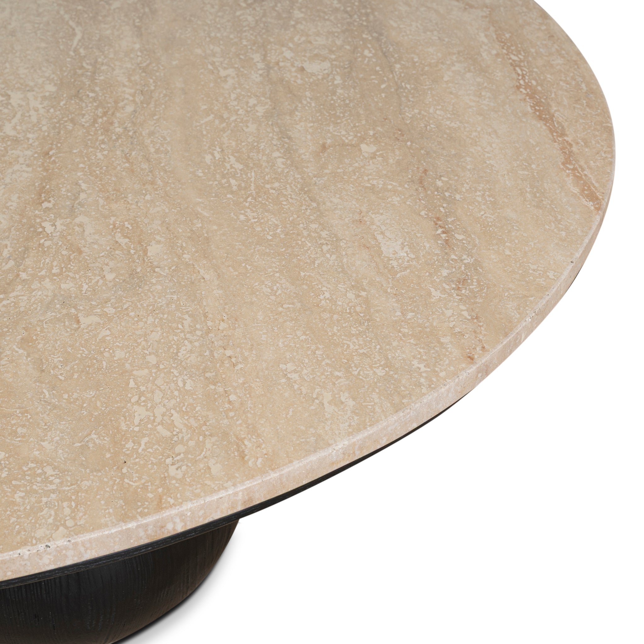 100cm Round Travertine Venezia Coffee Table - Black
