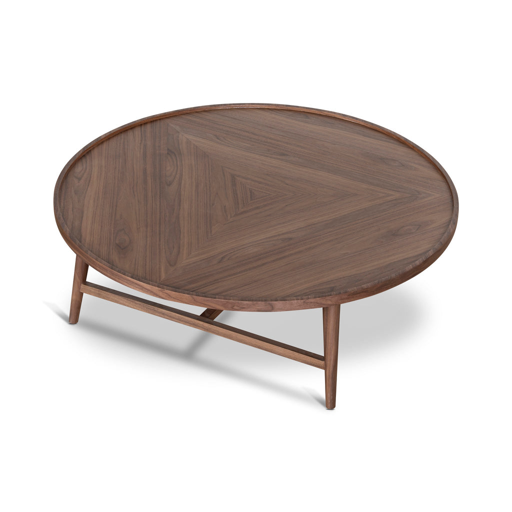 1.1m Wooden Round Venezia Coffee Table - Walnut