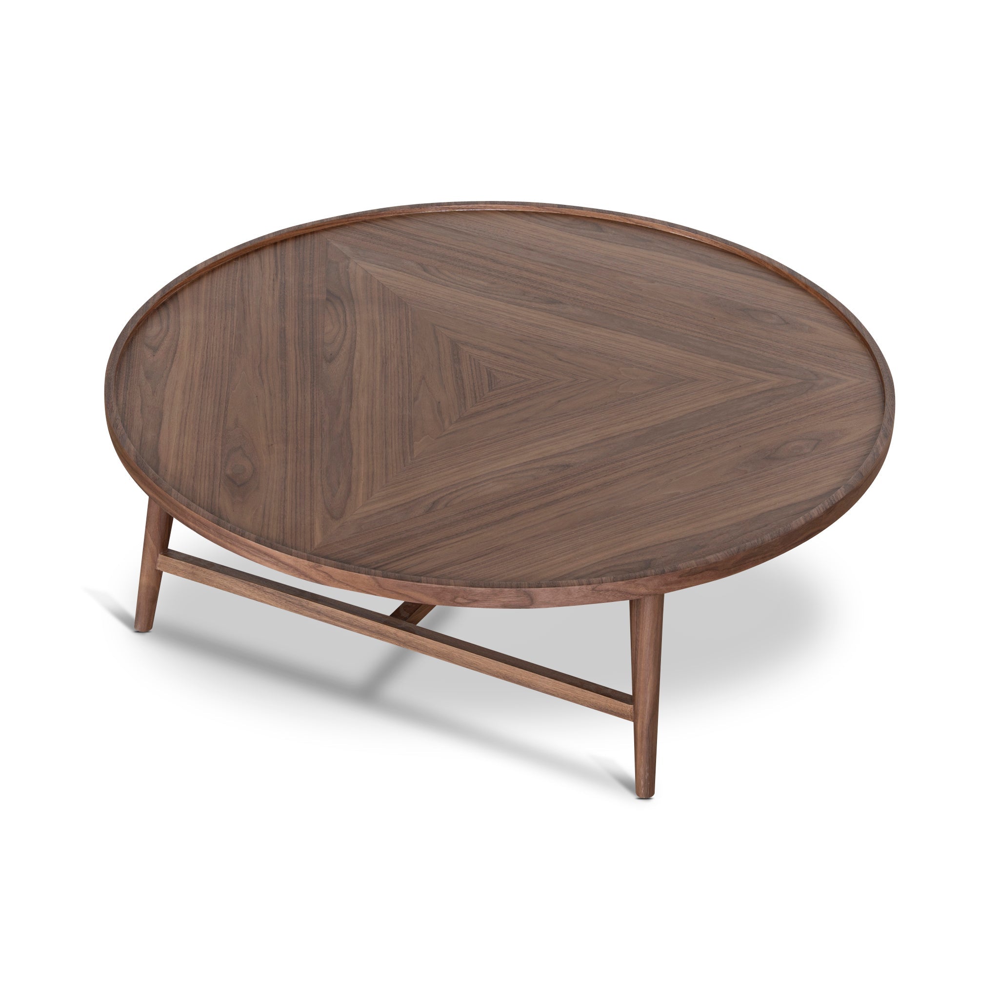1.1m Wooden Round Venezia Coffee Table - Walnut