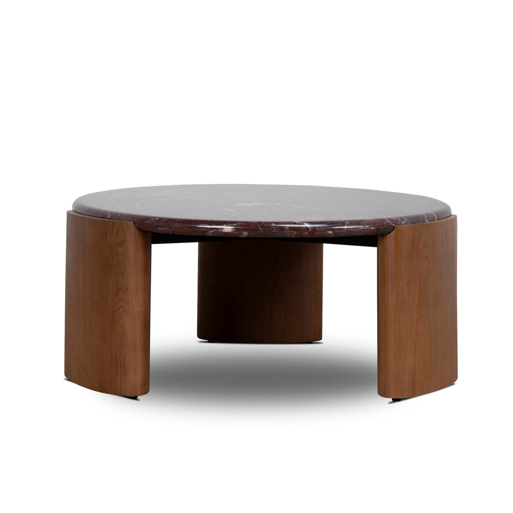 Nested Rosso Levanto Marble Venezia Coffee Table - Walnut