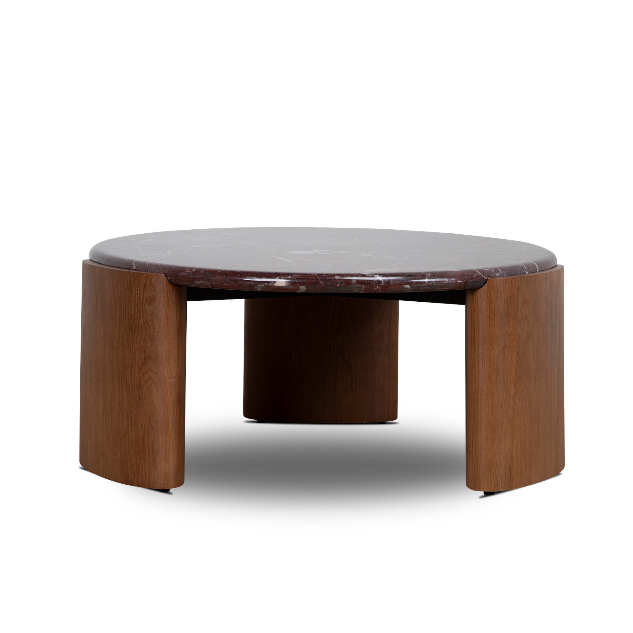 Nested Rosso Levanto Marble Venezia Coffee Table - Walnut