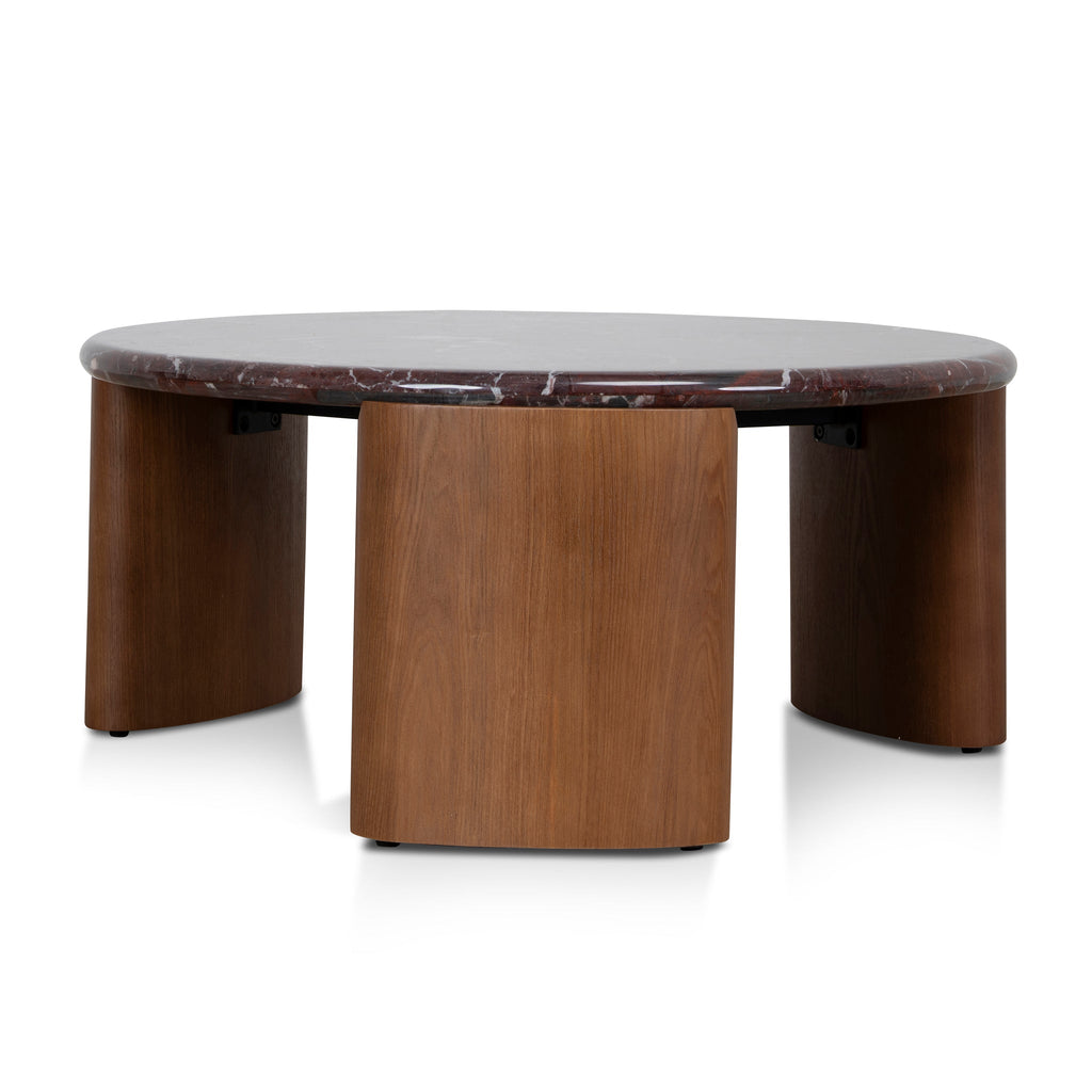 Nested Rosso Levanto Marble Venezia Coffee Table - Walnut