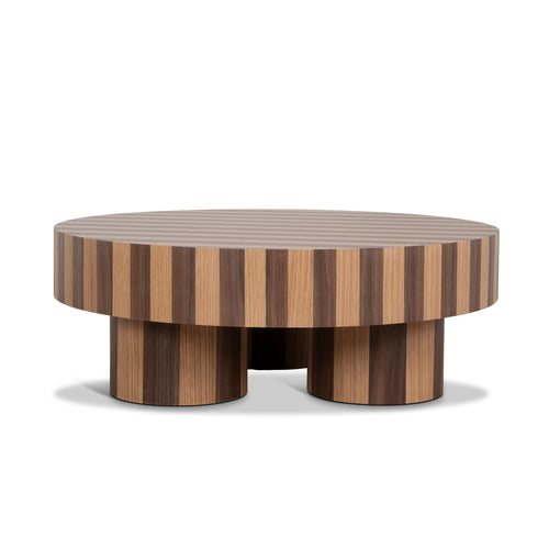 1m Round Venezia Coffee Table - Two Tone Natural