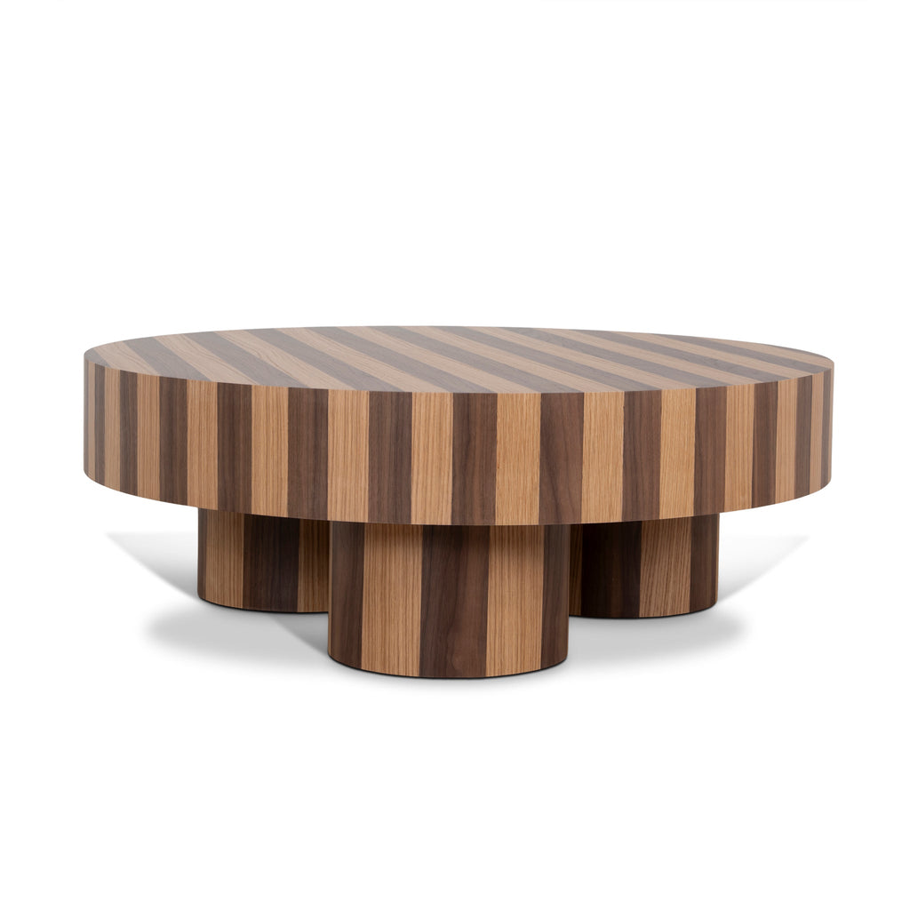 1m Round Venezia Coffee Table - Two Tone Natural