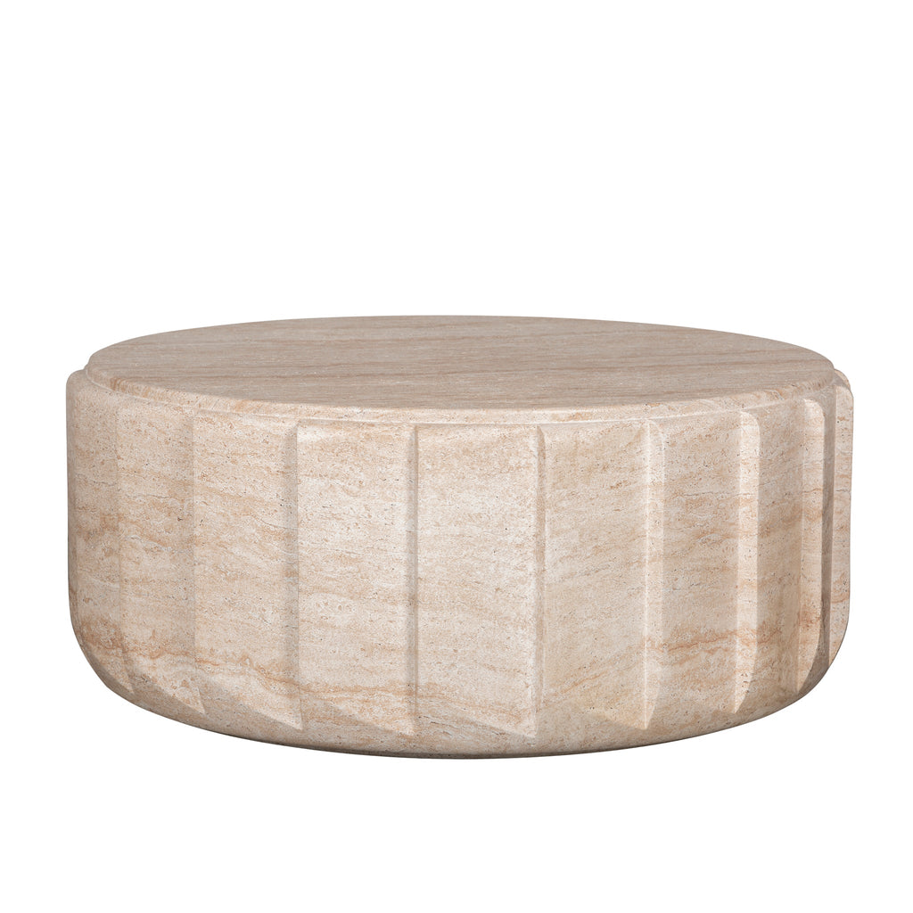 90cm Round Venezia Coffee Table - Light Travertine Look