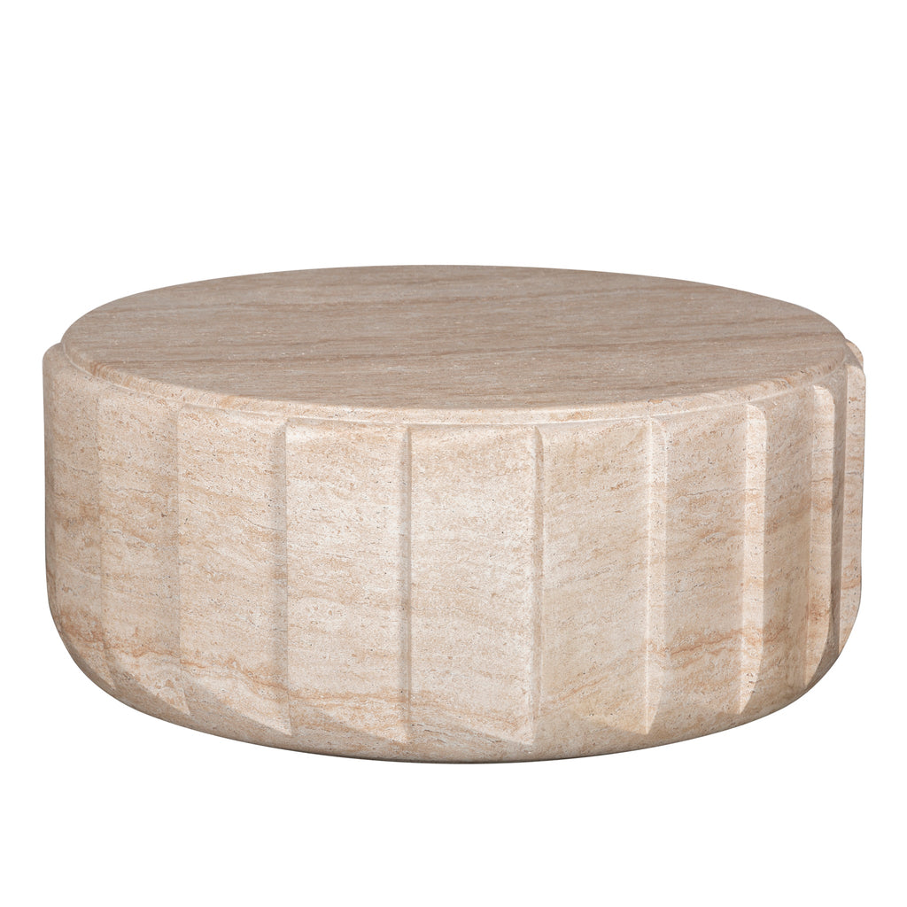90cm Round Venezia Coffee Table - Light Travertine Look