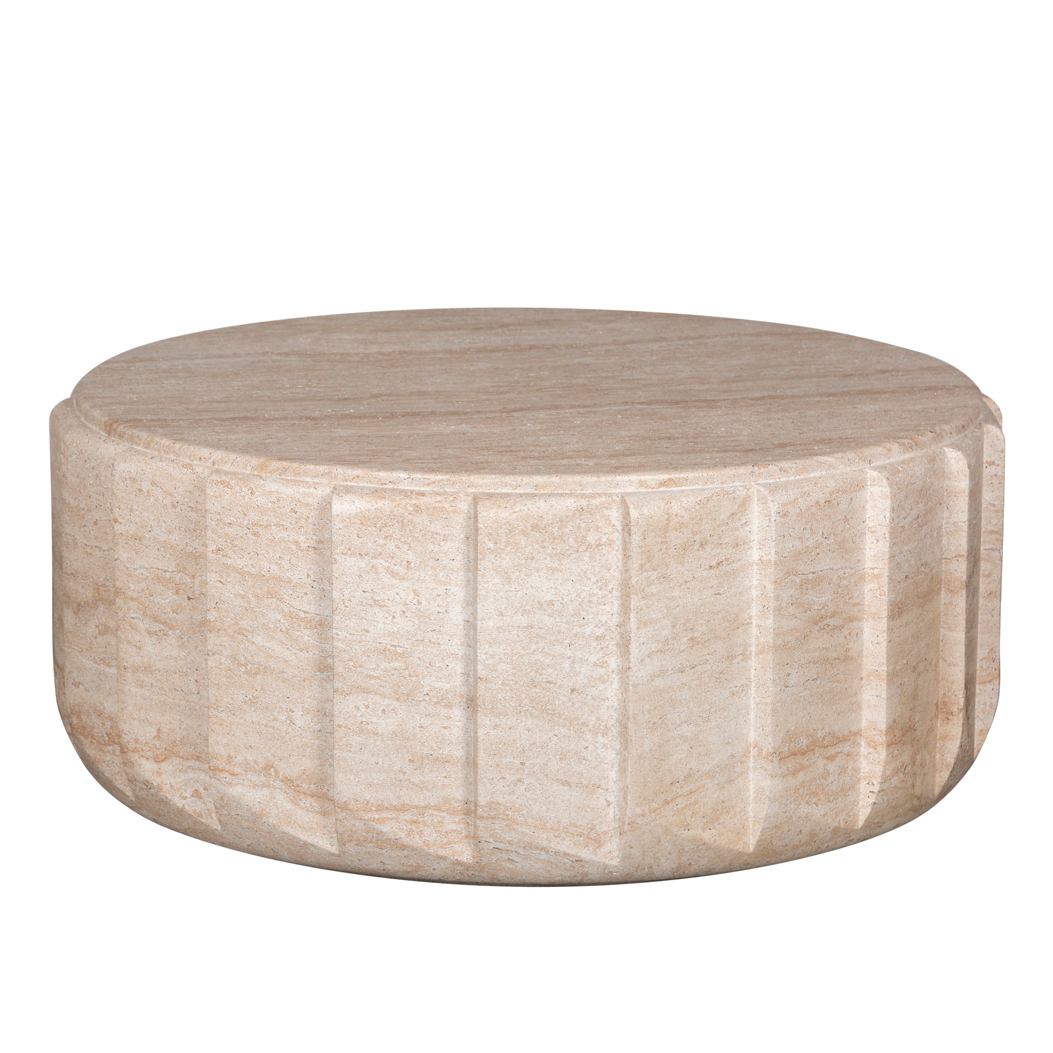 90cm Round Venezia Coffee Table - Light Travertine Look