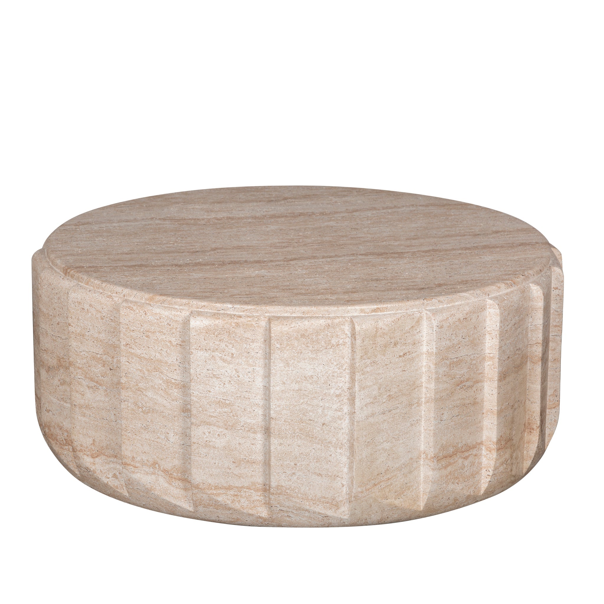 90cm Round Venezia Coffee Table - Light Travertine Look