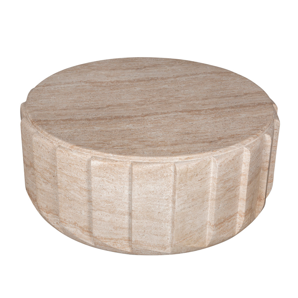 90cm Round Venezia Coffee Table - Light Travertine Look
