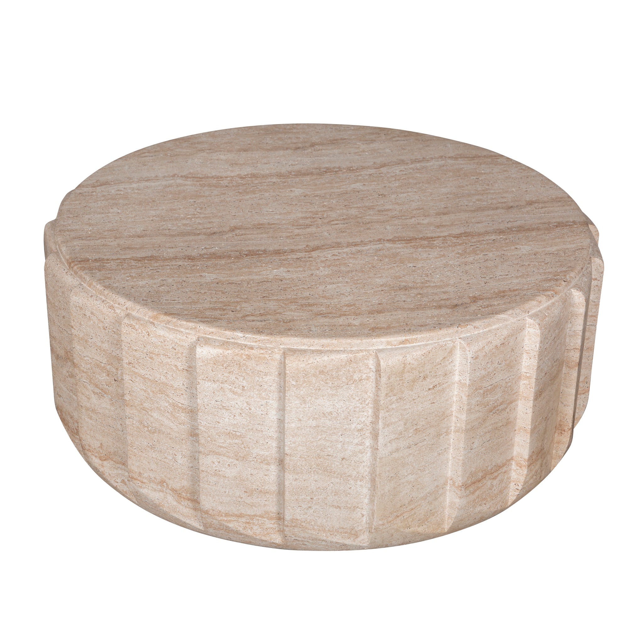 90cm Round Venezia Coffee Table - Light Travertine Look