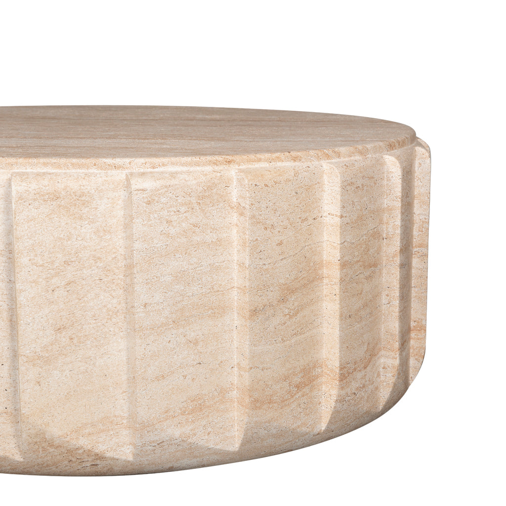 90cm Round Venezia Coffee Table - Light Travertine Look