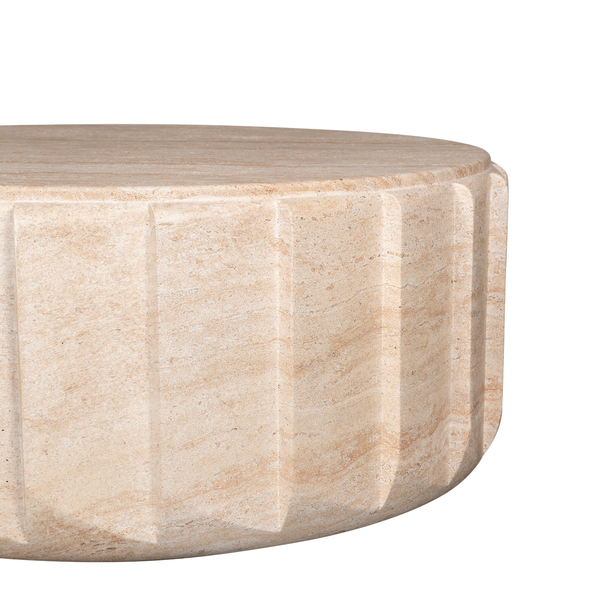 90cm Round Venezia Coffee Table - Light Travertine Look