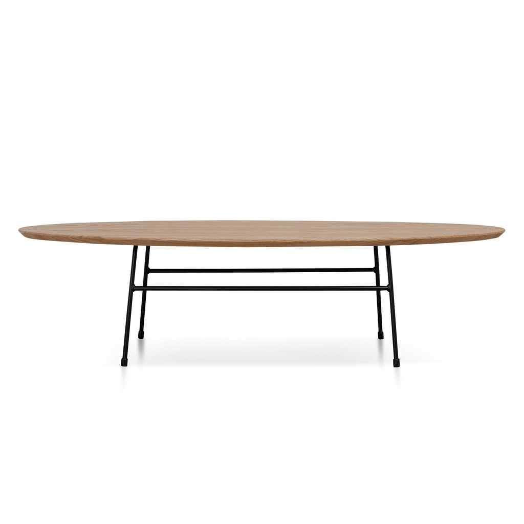117.5cm Venezia Coffee Table - Natural Ash Veneer - Black Legs