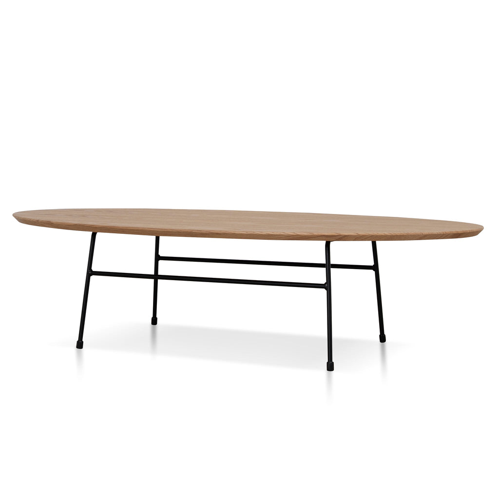 117.5cm Venezia Coffee Table - Natural Ash Veneer - Black Legs