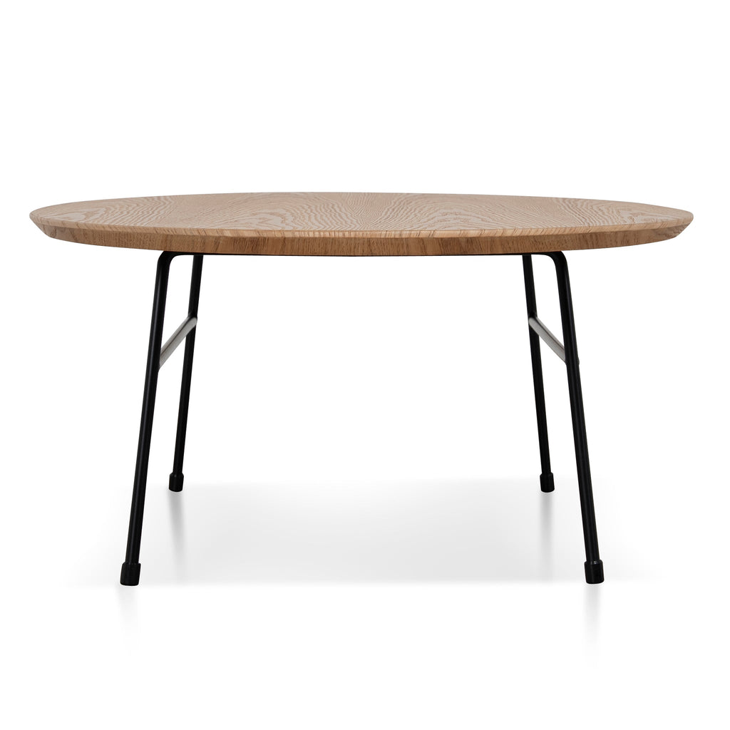 117.5cm Venezia Coffee Table - Natural Ash Veneer - Black Legs