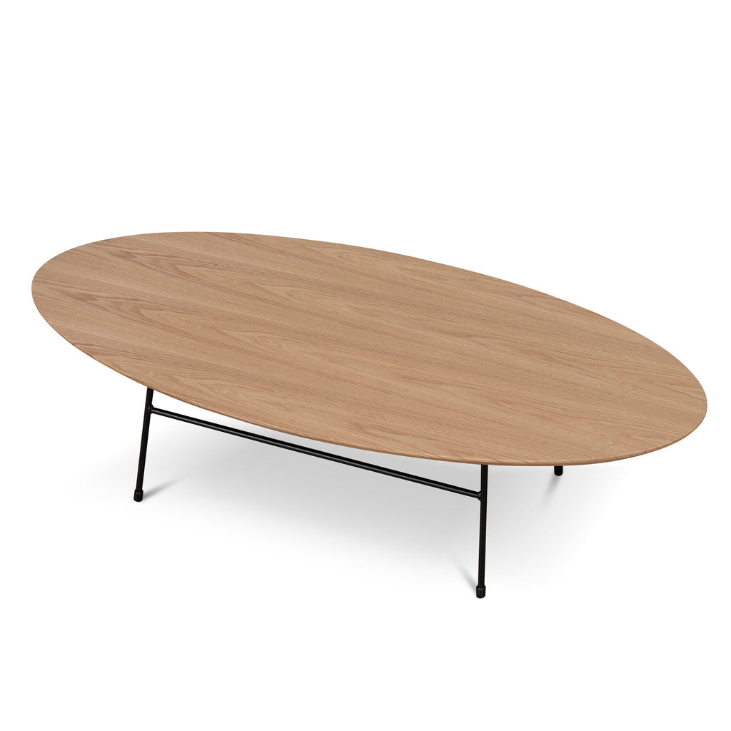 117.5cm Venezia Coffee Table - Natural Ash Veneer - Black Legs