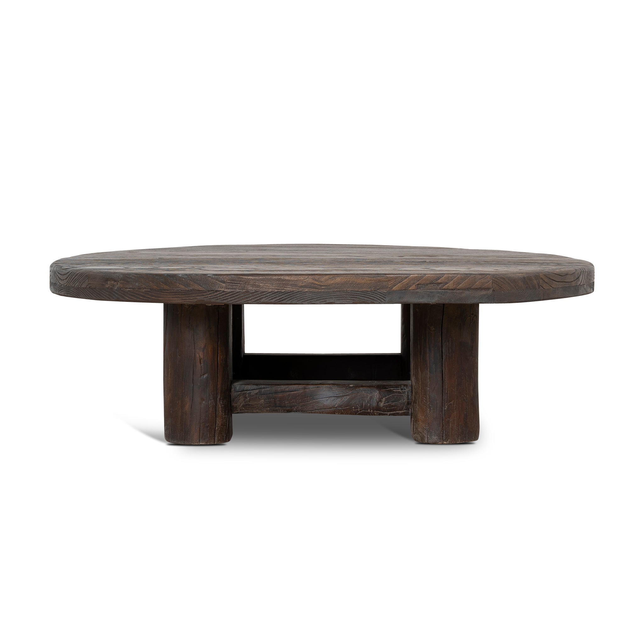 100cm Elm Round Venezia Coffee Table - Dark Brown