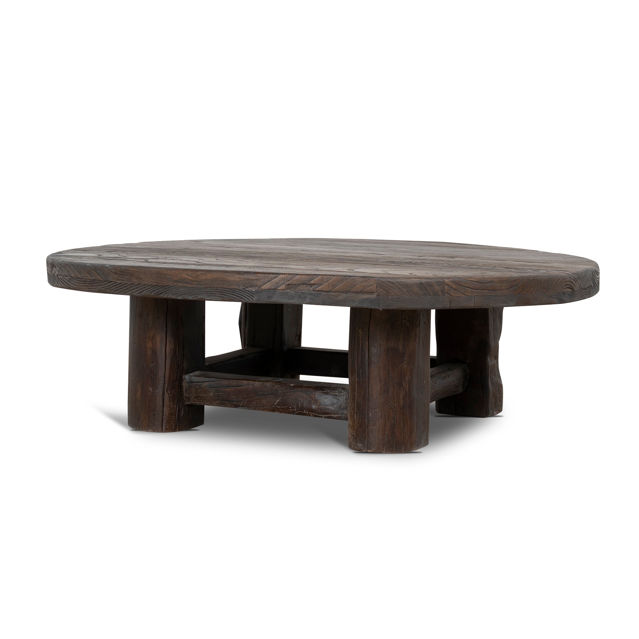 100cm Elm Round Venezia Coffee Table - Dark Brown