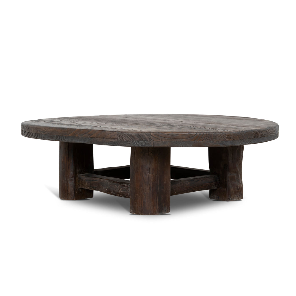 100cm Elm Round Venezia Coffee Table - Dark Brown