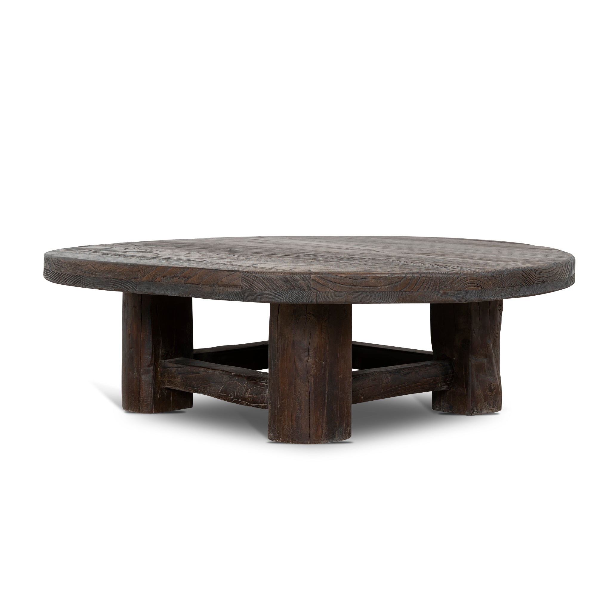 100cm Elm Round Venezia Coffee Table - Dark Brown
