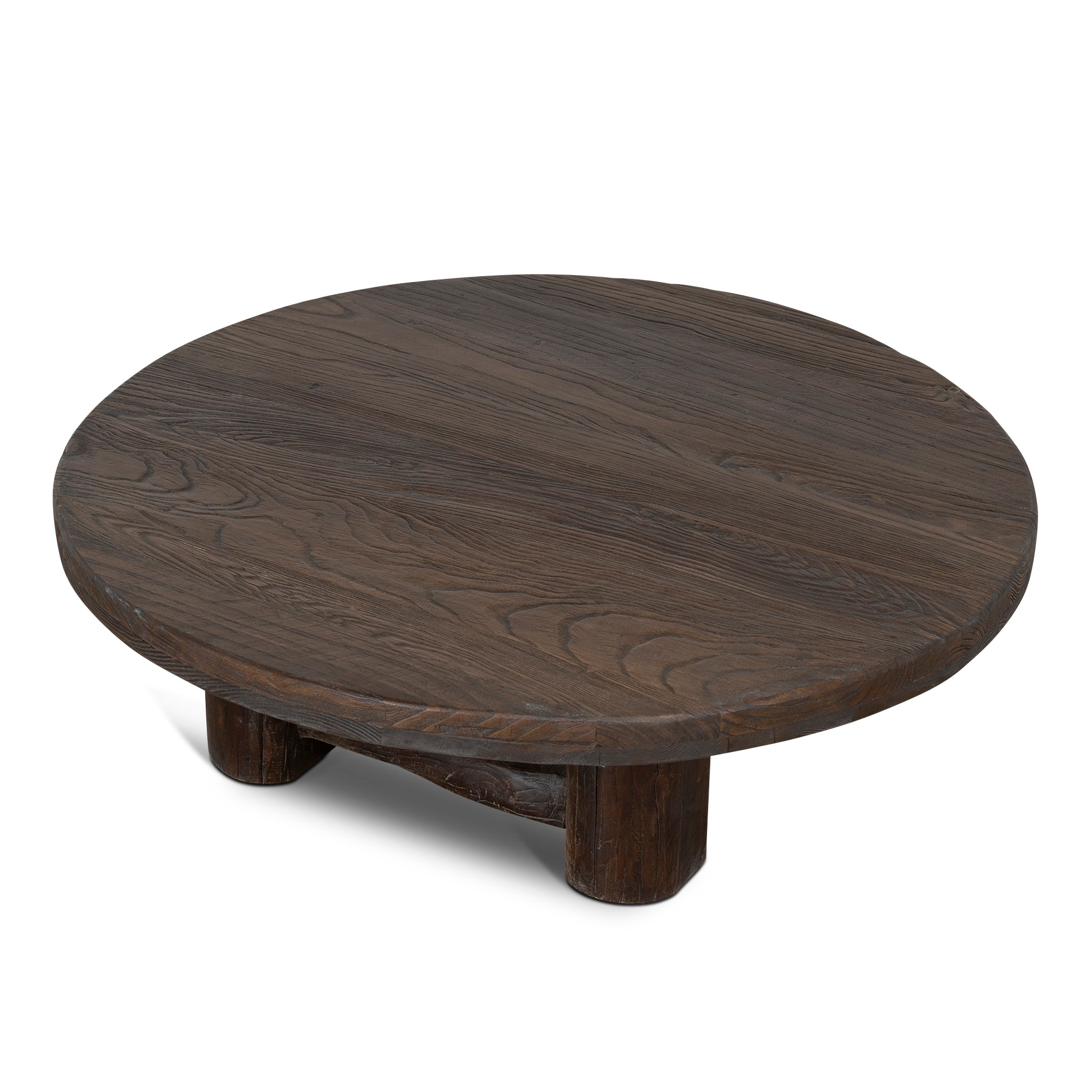 100cm Elm Round Venezia Coffee Table - Dark Brown