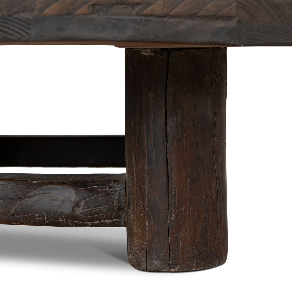 100cm Elm Round Venezia Coffee Table - Dark Brown