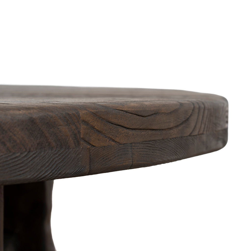 100cm Elm Round Venezia Coffee Table - Dark Brown